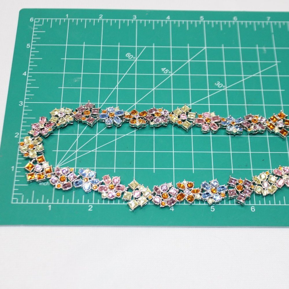 Nolan Miller Multi-Color Floral Crystal and Silver Necklace - Picture 10 of 13